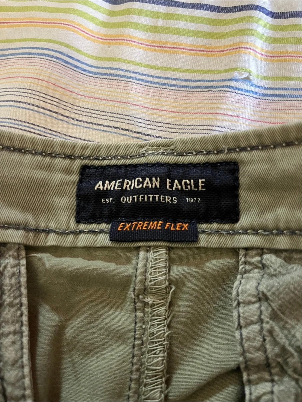 American Eagle Outfitters Men's Flat Front Shorts - Green & Khaki 2 Pairs 32‎